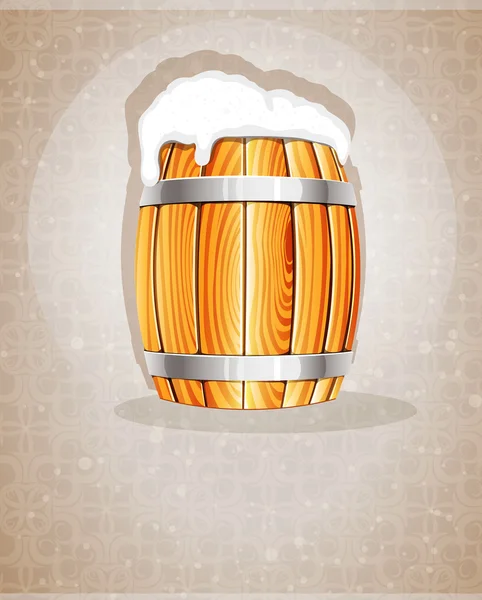 Beer barrel with foam — Stock Vector