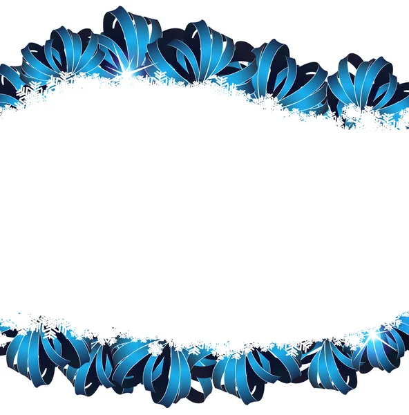 蓝色蝴蝶结圣诞帧 — 图库矢量图片