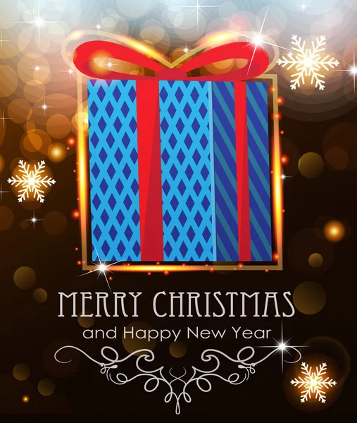 Blue Christmas Gift op vakantie achtergrond — Stockvector