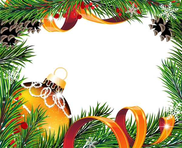 Ghirlanda di Natale con palla arancione — Vettoriale Stock