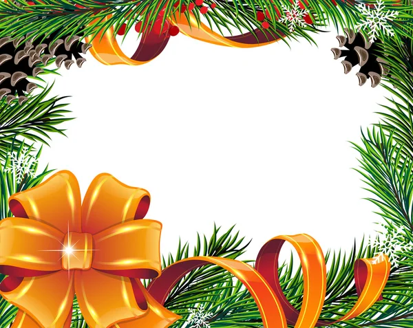 Árbol de Navidad, arco y cintas — Vector de stock