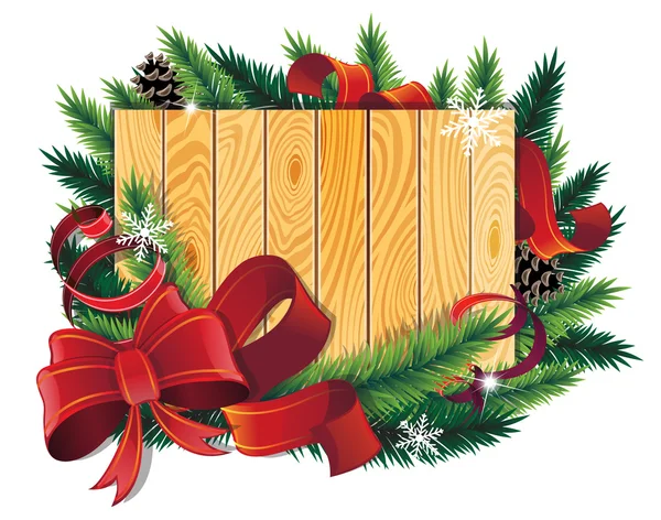 圣诞树枝，红色的弓和丝带 — 图库矢量图片