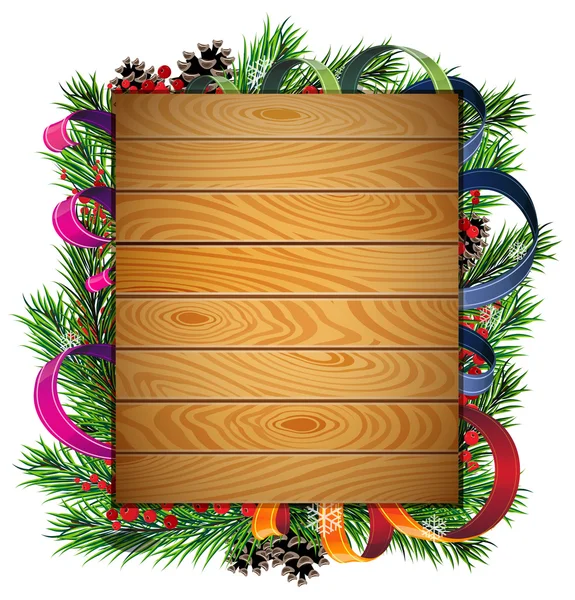 Ramas y cintas de árbol de Navidad — Vector de stock