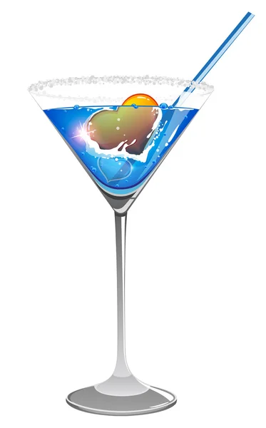 Coeur de Saint-Valentin en cocktail bleu — Image vectorielle