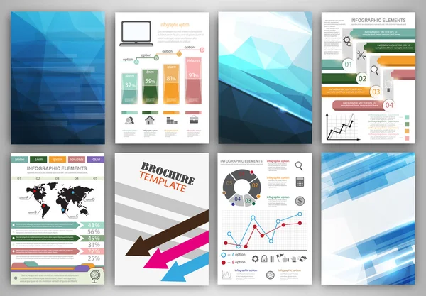 Iconos de infografía vectorial y fondos azules — Vector de stock