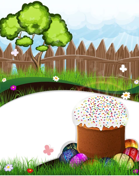 Pain de Pâques et œufs peints — Image vectorielle