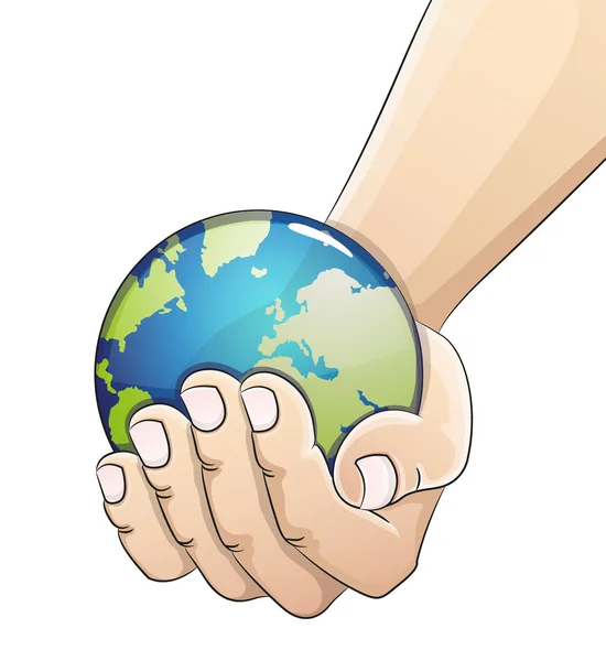 Globe en main. Concept du Jour de la Terre — Image vectorielle