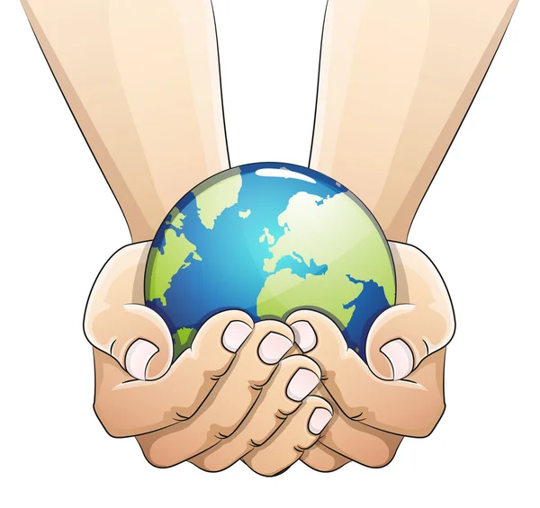 Globe in hands. — Stock Vector