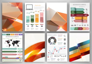 Vektör Infographic simge ve turuncu poligonal arka plan