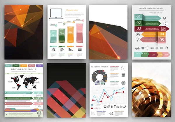 Icônes vectorielles infographiques et arrière-plans polygonaux sombres — Image vectorielle