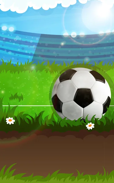 Ballon de football sur le terrain — Image vectorielle