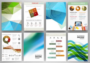 Green and blue backgrounds and abstract concept infographics