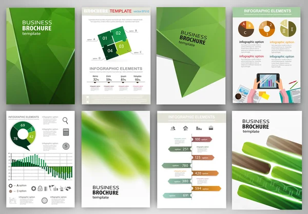 Fondos empresariales verdes e infografías abstractas del concepto — Vector de stock