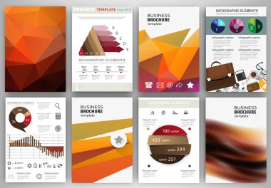 Orange backgrounds, abstract concept infographics and icons 