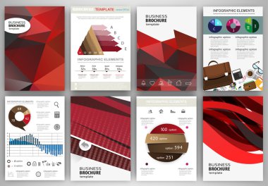 Red backgrounds, abstract concept infographics and icons