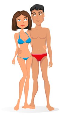 Young couple in swimsuits clipart