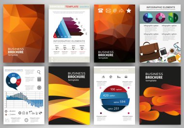 Abstract orange backgrounds, concept infographics and icons