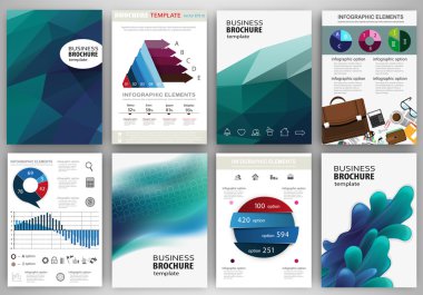 Blue backgrounds and concept infographics and icons
