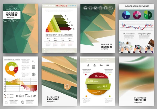 Beige and green backgrounds, abstract concept infographics and i — Stockvector