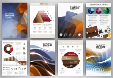 Blue and brown backgrounds abstract icons and concept infographi