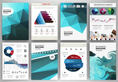 Blue backgrounds, abstract concept infographics and icons