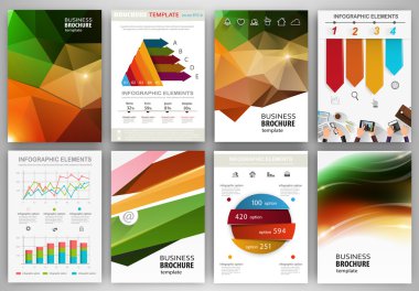 Polygonal backgrounds, abstract concept infographics and icons
