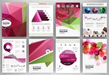 Red and green backgrounds, abstract concept infographics and ico