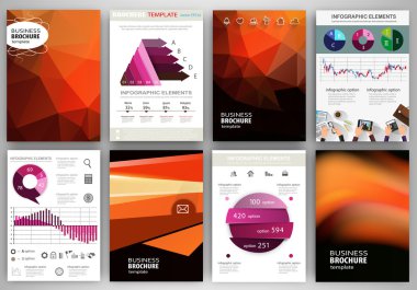 Red and orange backgrounds, abstract concept infographics and ic