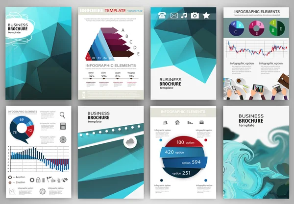 Fundos azuis, infográficos conceito abstrato e ícones — Vetor de Stock