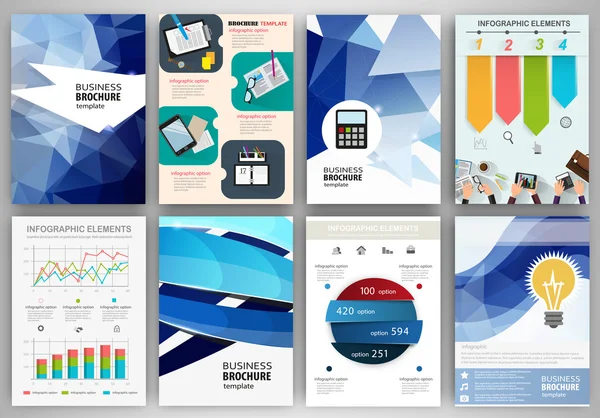 Blue backgrounds, abstract concept infographics and icons