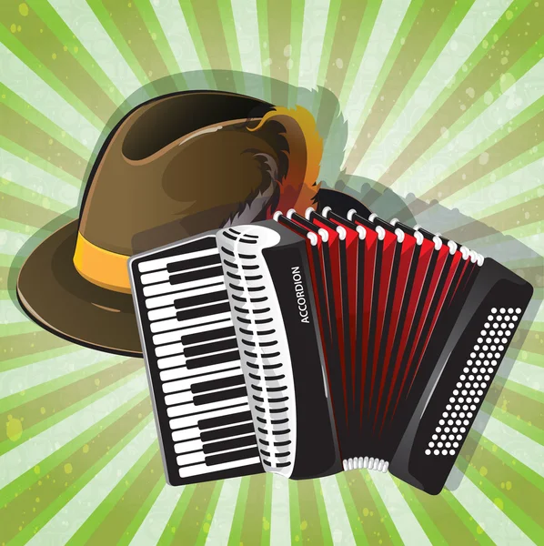 German hat and accordion — Stockvector