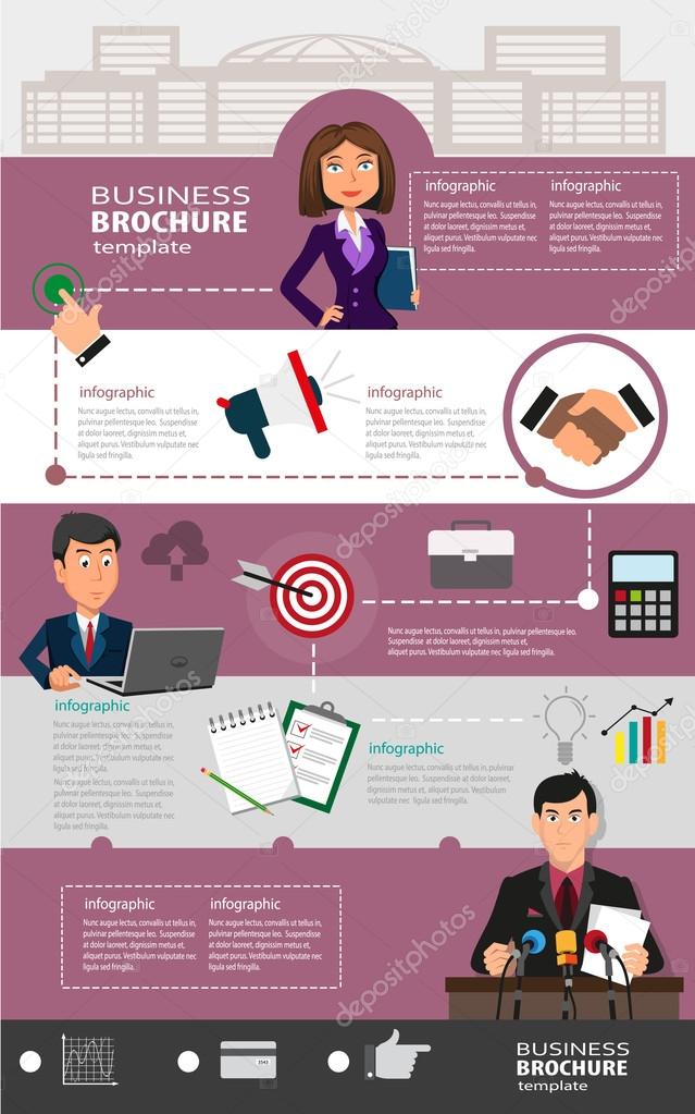 Business infographic template with office workers