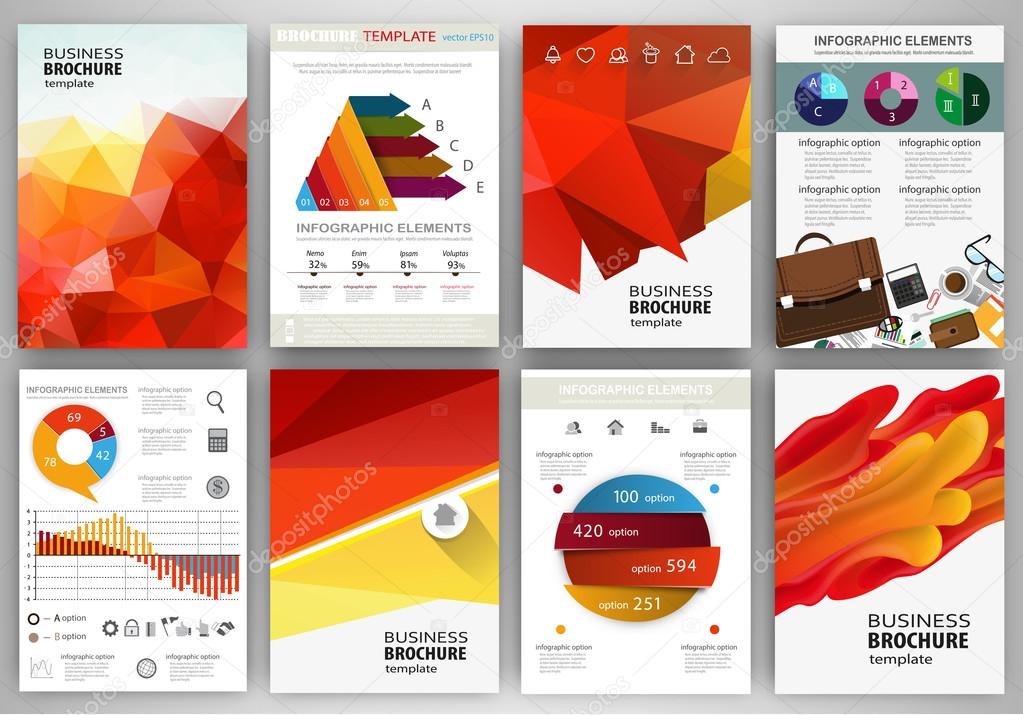 Abstract vector backgrounds and brochures for web and mobile applications. Business and technology infographic, icons, creative template design for presentation, poster, cover, booklet, banner.