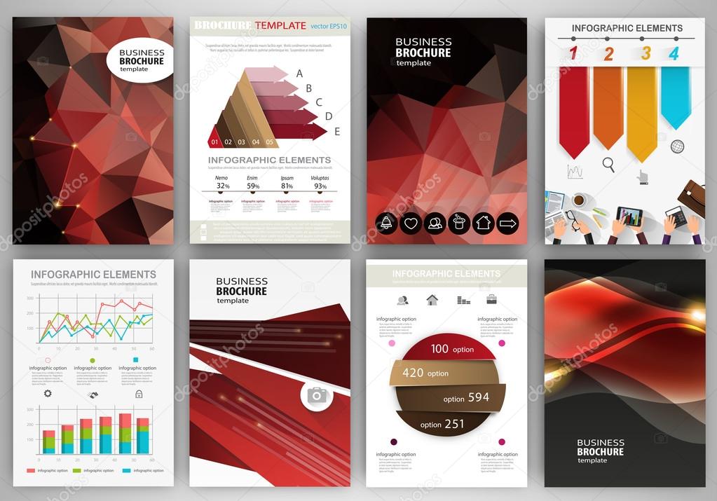 Red backgrounds, abstract concept infographics and icons