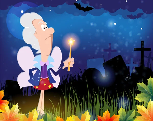 Fairy godmother in the cemetery — Stock Vector