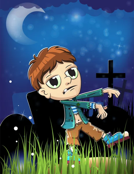 Zombie de Halloween en un cementerio — Archivo Imágenes Vectoriales