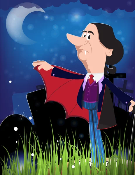 Viejo vampiro en el cementerio — Vector de stock