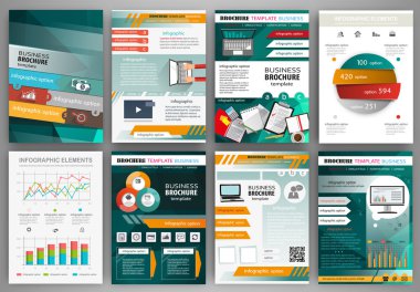 Yeşil ve turuncu iş broşür şablonu Infographic ile