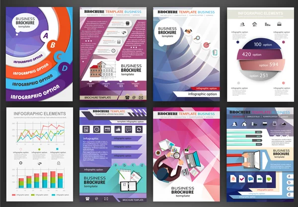 Biznes broszura szablon, infografiki pojęciem abstrakcyjnym i ic — Wektor stockowy