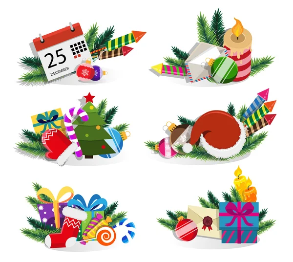 Set di ornamenti natalizi — Vettoriale Stock