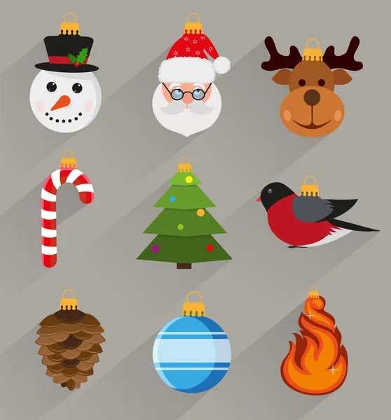 Decoraciones de Navidad de estilo plano — Vector de stock