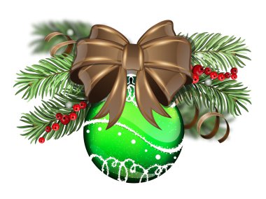 Yeşil Noel top kahverengi yay ile