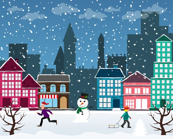 Città invernale di Natale — Vettoriale Stock