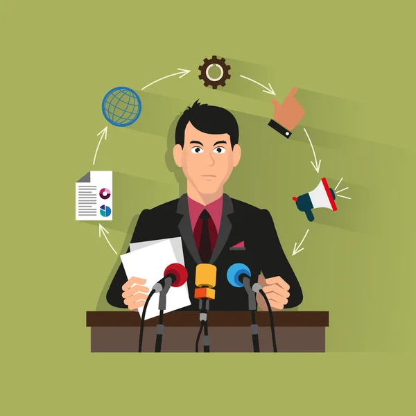 Business press conference — Stock Vector