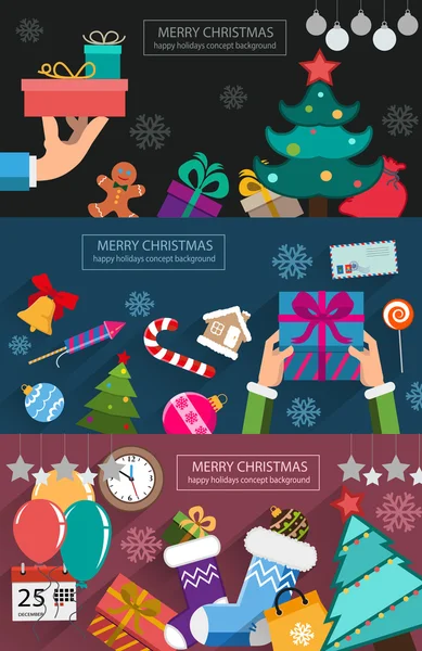 Cartes de Noël design plat — Image vectorielle