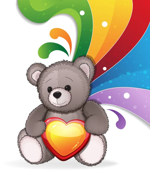 Teddybeer met hart — Stockvector