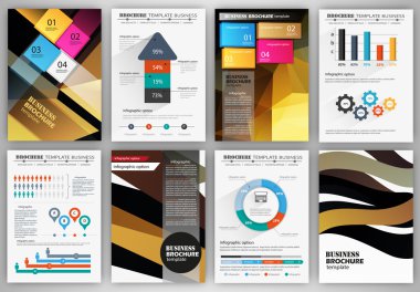 İş infographics ve arka planlar kümesi