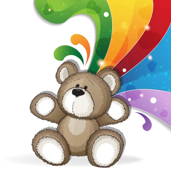 Teddy bear with rainbow — Stock Vector