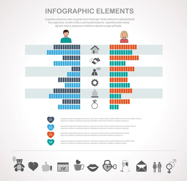 Valentijnsdag infographics sjabloon en pictogrammen — Stockvector