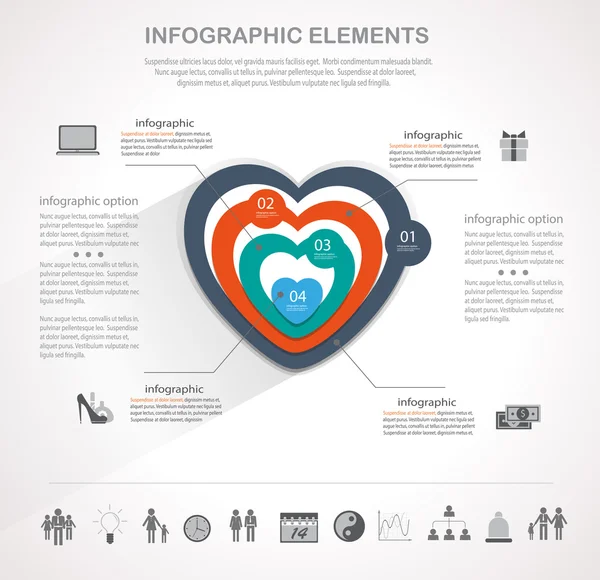 Dia dos namorados infográficos coração —  Vetores de Stock